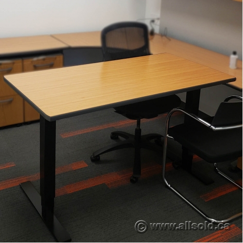 54" x 28" Knoll Light Cherry Sit Stand Height Adjustable Desk Allsold